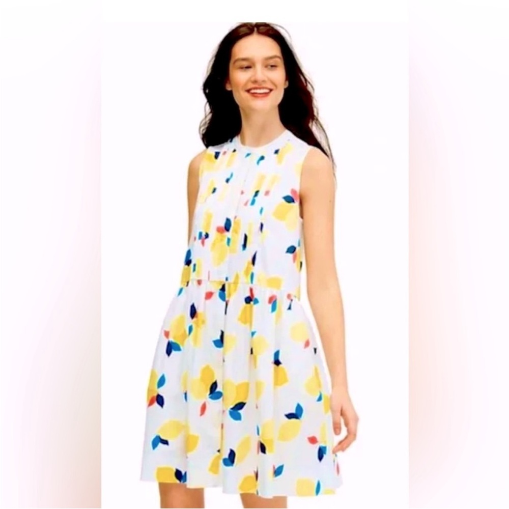 Kate spade cotton sleeveless lemon zest tuxedo shirt dress sleeveless